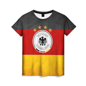 Женская футболка 3D с принтом Сборная Германии в Петрозаводске, 100% полиэфир ( синтетическое хлопкоподобное полотно) | прямой крой, круглый вырез горловины, длина до линии бедер | germany | германия | футбольная форма