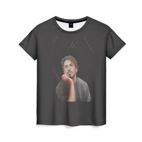 Женская футболка 3D с принтом Tony Stark в Петрозаводске, 100% полиэфир ( синтетическое хлопкоподобное полотно) | прямой крой, круглый вырез горловины, длина до линии бедер | младший | роберт
