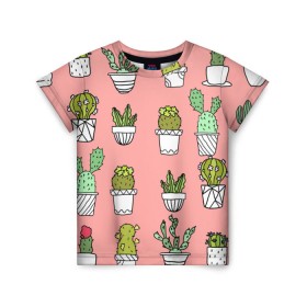 Детская футболка 3D с принтом cactus в Петрозаводске, 100% гипоаллергенный полиэфир | прямой крой, круглый вырез горловины, длина до линии бедер, чуть спущенное плечо, ткань немного тянется | Тематика изображения на принте: cactus | tmblr | tubmler | кактус