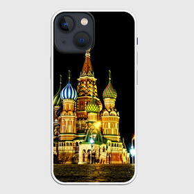 Чехол для iPhone 13 mini с принтом Москва в Петрозаводске,  |  | Тематика изображения на принте: kremlin | moscow | russia | город | кремль | москва | ночь | огни | река