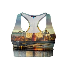 Женский спортивный топ 3D с принтом Москва река в Петрозаводске, 82% полиэстер, 18% спандекс Ткань безопасна для здоровья, позволяет коже дышать, не мнется и не растягивается |  | kremlin | moscow | russia | город | кремль | москва | ночь | огни | река