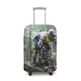 Чехол для чемодана 3D с принтом Велоспорт гонка в Петрозаводске, 86% полиэфир, 14% спандекс | двустороннее нанесение принта, прорези для ручек и колес | велик | велосипед | гонка | горы | деревья | железный конь | колесо | лес | лисапед | природа | ровер | спорт | спортсмен | стальной конь | тандем | трицикл | шлем