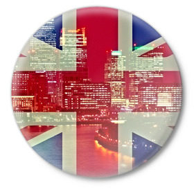 Значок с принтом Лондон в Петрозаводске,  металл | круглая форма, металлическая застежка в виде булавки | Тематика изображения на принте: англия | великобритания | город | лондон | река | столица