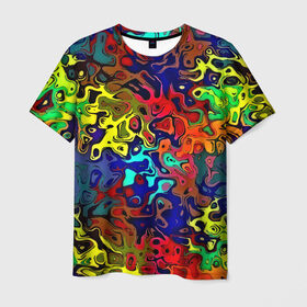 Мужская футболка 3D с принтом Разноцветные разводы в Петрозаводске, 100% полиэфир | прямой крой, круглый вырез горловины, длина до линии бедер | абстракция | краска | размытие