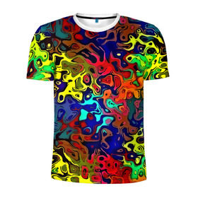 Мужская футболка 3D спортивная с принтом Разноцветные разводы в Петрозаводске, 100% полиэстер с улучшенными характеристиками | приталенный силуэт, круглая горловина, широкие плечи, сужается к линии бедра | абстракция | краска | размытие