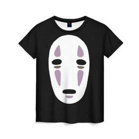 Женская футболка 3D с принтом Face в Петрозаводске, 100% полиэфир ( синтетическое хлопкоподобное полотно) | прямой крой, круглый вырез горловины, длина до линии бедер | anime | spirited away | аниме | миадзяки | унесенные призраками