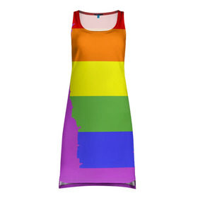 Платье-майка 3D с принтом Радужный флаг в Петрозаводске, 100% полиэстер | полуприлегающий силуэт, широкие бретели, круглый вырез горловины, удлиненный подол сзади. | город | любовь | отношения | радуга | сердце | сталица | флаг
