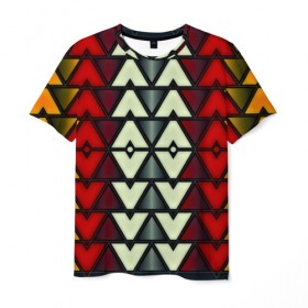 Мужская футболка 3D с принтом Element Texture в Петрозаводске, 100% полиэфир | прямой крой, круглый вырез горловины, длина до линии бедер | галочки | л | стрелки