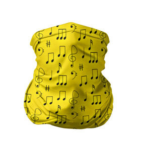 Бандана-труба 3D с принтом Ноты в Петрозаводске, 100% полиэстер, ткань с особыми свойствами — Activecool | плотность 150‒180 г/м2; хорошо тянется, но сохраняет форму | Тематика изображения на принте: желтый | музыка