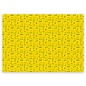 Поздравительная открытка с принтом Ноты в Петрозаводске, 100% бумага | плотность бумаги 280 г/м2, матовая, на обратной стороне линовка и место для марки
 | Тематика изображения на принте: желтый | музыка