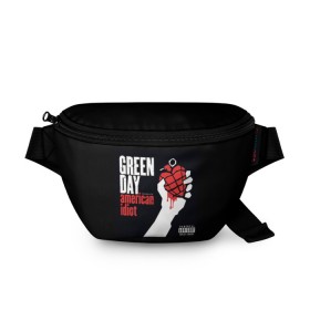 Поясная сумка 3D с принтом Green Day 3 в Петрозаводске, 100% полиэстер | плотная ткань, ремень с регулируемой длиной, внутри несколько карманов для мелочей, основное отделение и карман с обратной стороны сумки застегиваются на молнию | american idiot | green day | грин дей | грин дэй