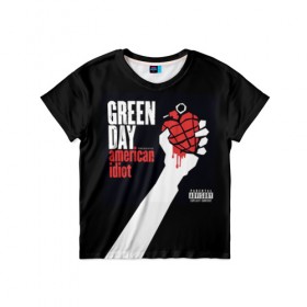 Детская футболка 3D с принтом Green Day 3 в Петрозаводске, 100% гипоаллергенный полиэфир | прямой крой, круглый вырез горловины, длина до линии бедер, чуть спущенное плечо, ткань немного тянется | american idiot | green day | грин дей | грин дэй