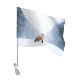 Флаг для автомобиля с принтом лесная красотка в Петрозаводске, 100% полиэстер | Размер: 30*21 см | зима | лес | лиса | рыжая | снег | тайга