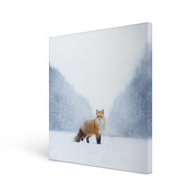 Холст квадратный с принтом лесная красотка в Петрозаводске, 100% ПВХ |  | Тематика изображения на принте: зима | лес | лиса | рыжая | снег | тайга