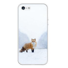 Чехол для iPhone 5/5S матовый с принтом лесная красотка в Петрозаводске, Силикон | Область печати: задняя сторона чехла, без боковых панелей | зима | лес | лиса | рыжая | снег | тайга