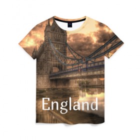 Женская футболка 3D с принтом England (Англия) в Петрозаводске, 100% полиэфир ( синтетическое хлопкоподобное полотно) | прямой крой, круглый вырез горловины, длина до линии бедер | england | london | англия | британия | великобритания | владычица морей | вода | город | гостеприимный | дождей | клевый | красивый | лилия | лондон | мост | на темзе | окна | пасмурно | прикольный | река