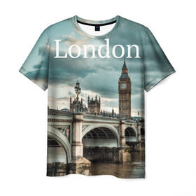 Мужская футболка 3D с принтом London в Петрозаводске, 100% полиэфир | прямой крой, круглый вырез горловины, длина до линии бедер | england | london | vjcn. биг бен | англия | британия | великобритания | владычица морей | город | гостеприимный | дождей | клевый | красивый | лилия | лондон | на темзе | окна | прикольный | столица | тауэр