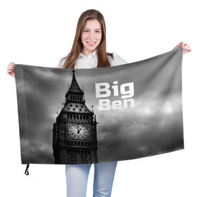 Флаг 3D с принтом Big Ben в Петрозаводске, 100% полиэстер | плотность ткани — 95 г/м2, размер — 67 х 109 см. Принт наносится с одной стороны | england | london | англия | биг бен | лондон