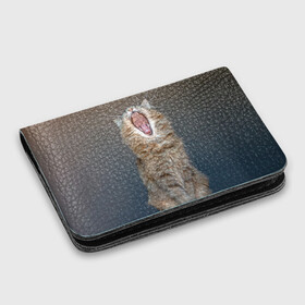 Картхолдер с принтом с принтом Мартовский кот в Петрозаводске, натуральная матовая кожа | размер 7,3 х 10 см; кардхолдер имеет 4 кармана для карт; | кот | кошка | март | пасть | усы