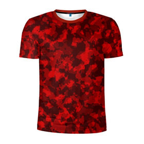 Мужская футболка 3D спортивная с принтом Красный камуфляж в Петрозаводске, 100% полиэстер с улучшенными характеристиками | приталенный силуэт, круглая горловина, широкие плечи, сужается к линии бедра | Тематика изображения на принте: милитари