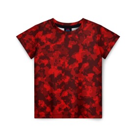 Детская футболка 3D с принтом Красный камуфляж в Петрозаводске, 100% гипоаллергенный полиэфир | прямой крой, круглый вырез горловины, длина до линии бедер, чуть спущенное плечо, ткань немного тянется | милитари