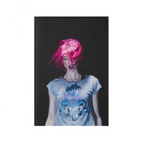 Обложка для паспорта матовая кожа с принтом девушка с розовыми волосами в Петрозаводске, натуральная матовая кожа | размер 19,3 х 13,7 см; прозрачные пластиковые крепления | волосы | девушка | мода | парик | перья | розовый | стиль | череп | этника | этно