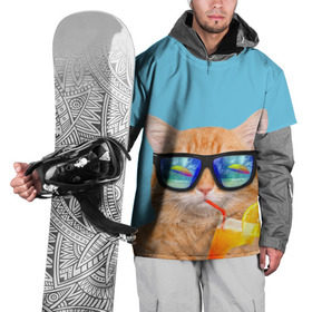 Накидка на куртку 3D с принтом котэ на отдыхе в Петрозаводске, 100% полиэстер |  | Тематика изображения на принте: кот | котик | лето | море | отдых | очки | пальмы | пляж | рыжий кот | солнце