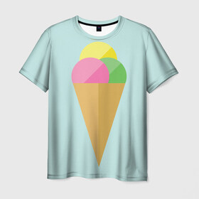 Мужская футболка 3D с принтом POP в Петрозаводске, 100% полиэфир | прямой крой, круглый вырез горловины, длина до линии бедер | food | ice cream | love | вкусно | еда | мороженое