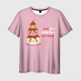 Мужская футболка 3D с принтом Love в Петрозаводске, 100% полиэфир | прямой крой, круглый вырез горловины, длина до линии бедер | food | ice cream | love | вкусно | еда | мороженое