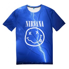 Мужская футболка 3D с принтом Nirvana в Петрозаводске, 100% полиэфир | прямой крой, круглый вырез горловины, длина до линии бедер | rok | нирвана | рок