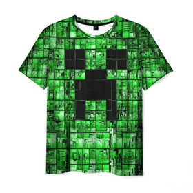 Мужская футболка 3D с принтом Minecraft в Петрозаводске, 100% полиэфир | прямой крой, круглый вырез горловины, длина до линии бедер | Тематика изображения на принте: game | green | minecraft | игра | игрок | компьютерные игры | майнкрафт