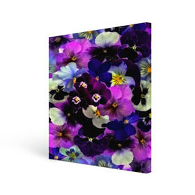 Холст квадратный с принтом Flower Garden в Петрозаводске, 100% ПВХ |  | Тематика изображения на принте: паттерн | разноцветный | цветы