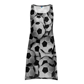 Платье-майка 3D с принтом Футбольный мяч в Петрозаводске, 100% полиэстер | полуприлегающий силуэт, широкие бретели, круглый вырез горловины, удлиненный подол сзади. | паттерн | черно белый