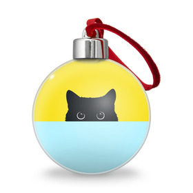 Ёлочный шар с принтом Moon в Петрозаводске, Пластик | Диаметр: 77 мм | Тематика изображения на принте: 3d | cat | kitty | животные | иллюстрация | киса | кот | кот спрятался | котенок | котэ | кошка | минимализм | рисунок | цифровое искусство