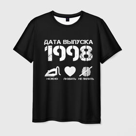 Мужская футболка 3D с принтом Дата выпуска 1998 в Петрозаводске, 100% полиэфир | прямой крой, круглый вырез горловины, длина до линии бедер | 1998 | год рождения | дата выпуска
