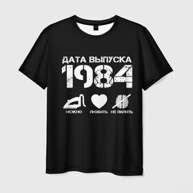 Мужская футболка 3D с принтом Дата выпуска 1984 в Петрозаводске, 100% полиэфир | прямой крой, круглый вырез горловины, длина до линии бедер | 