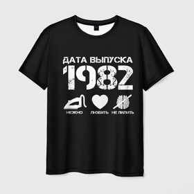 Мужская футболка 3D с принтом Дата выпуска 1982 в Петрозаводске, 100% полиэфир | прямой крой, круглый вырез горловины, длина до линии бедер | 
