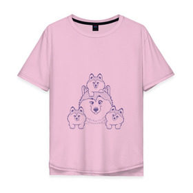 Мужская футболка хлопок Oversize с принтом Аляскинские маламуты в Петрозаводске, 100% хлопок | свободный крой, круглый ворот, “спинка” длиннее передней части | husky | malamute | арт | маламут | собака | хаски