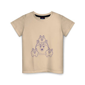Детская футболка хлопок с принтом Аляскинские маламуты в Петрозаводске, 100% хлопок | круглый вырез горловины, полуприлегающий силуэт, длина до линии бедер | husky | malamute | арт | маламут | собака | хаски