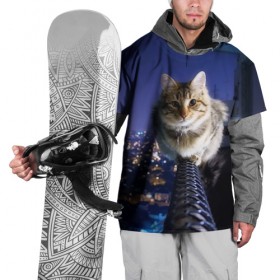 Накидка на куртку 3D с принтом Киса на балконе в Петрозаводске, 100% полиэстер |  | cat | kitty | животные | киса | кот | котенок | котэ | кошка