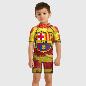 Детский купальный костюм 3D с принтом Барселона №1! в Петрозаводске, Полиэстер 85%, Спандекс 15% | застежка на молнии на спине | barcelona | fc | fcb | барселона | испания | футбольный клуб