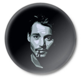 Значок с принтом Джонни Депп в Петрозаводске,  металл | круглая форма, металлическая застежка в виде булавки | Тематика изображения на принте: johnny depp | джонни депп