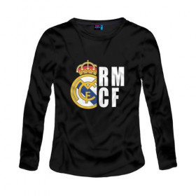 Женский лонгслив хлопок с принтом Real Madrid - RM/CF (Classic) в Петрозаводске, 100% хлопок |  | cf | real | real madrid | rn | мадрид | реал | футбол