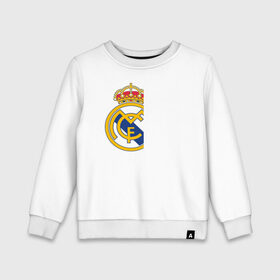 Детский свитшот хлопок с принтом Real Madrid - RM/CF (Classic) в Петрозаводске, 100% хлопок | круглый вырез горловины, эластичные манжеты, пояс и воротник | cf | real | real madrid | rn | мадрид | реал | футбол