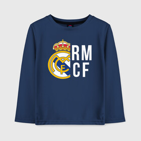 Детский лонгслив хлопок с принтом Real Madrid - RM CF (Classic) в Петрозаводске, 100% хлопок | круглый вырез горловины, полуприлегающий силуэт, длина до линии бедер | cf | real | real madrid | rn | мадрид | реал | футбол