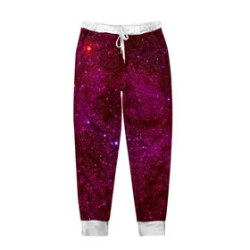 Мужские брюки 3D с принтом Розовые звёзды в Петрозаводске, 100% полиэстер | манжеты по низу, эластичный пояс регулируется шнурком, по бокам два кармана без застежек, внутренняя часть кармана из мелкой сетки | nebula | звезды | созвездие | туманность