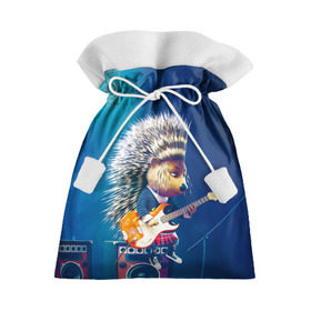 Подарочный 3D мешок с принтом Животный рок в Петрозаводске, 100% полиэстер | Размер: 29*39 см | Тематика изображения на принте: бас | гитара | дикобраз | еж | ежик | колонки | музыка | рок