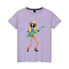 Женская футболка хлопок с принтом Брук в Петрозаводске, 100% хлопок | прямой крой, круглый вырез горловины, длина до линии бедер, слегка спущенное плечо | anime | brook | one | piece | ван | луффи | музыка | пираты | пис | скелет