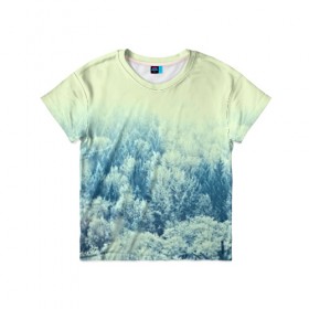 Детская футболка 3D с принтом Снежный лес в Петрозаводске, 100% гипоаллергенный полиэфир | прямой крой, круглый вырез горловины, длина до линии бедер, чуть спущенное плечо, ткань немного тянется | деревья | зима | лес | природа