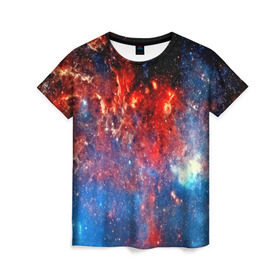 Женская футболка 3D с принтом Млечный путь в Петрозаводске, 100% полиэфир ( синтетическое хлопкоподобное полотно) | прямой крой, круглый вырез горловины, длина до линии бедер | nebula | звезды | созвездие | туманность